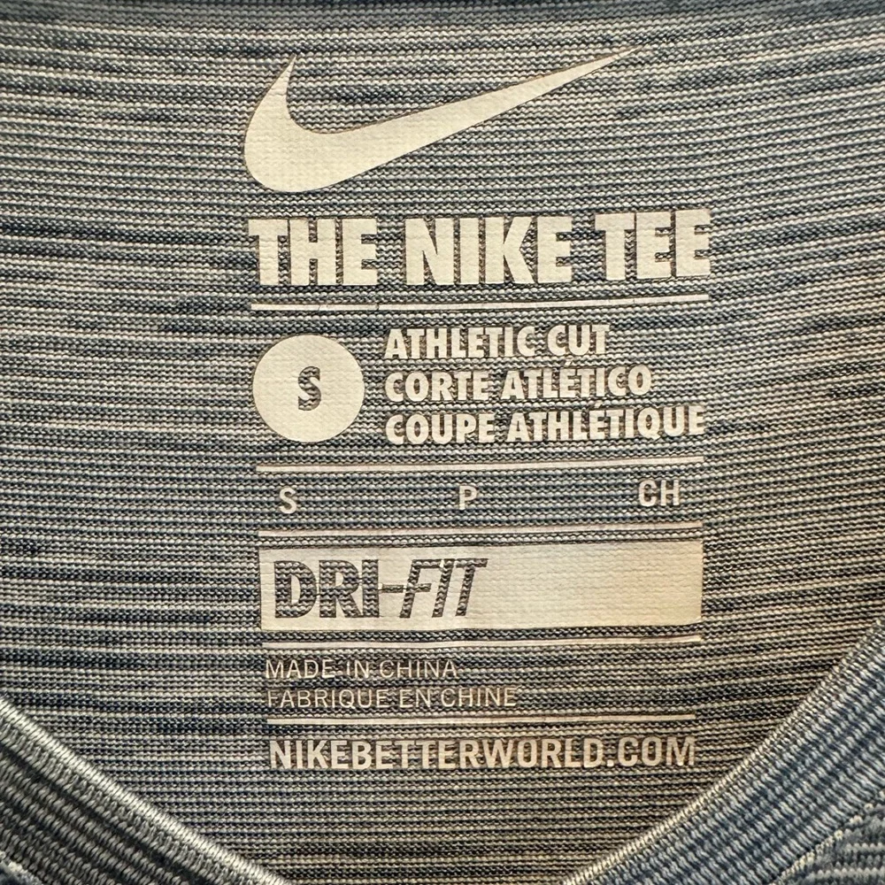 Nike Women's Light Gray Striped Dri-FIT V-Neck Tee